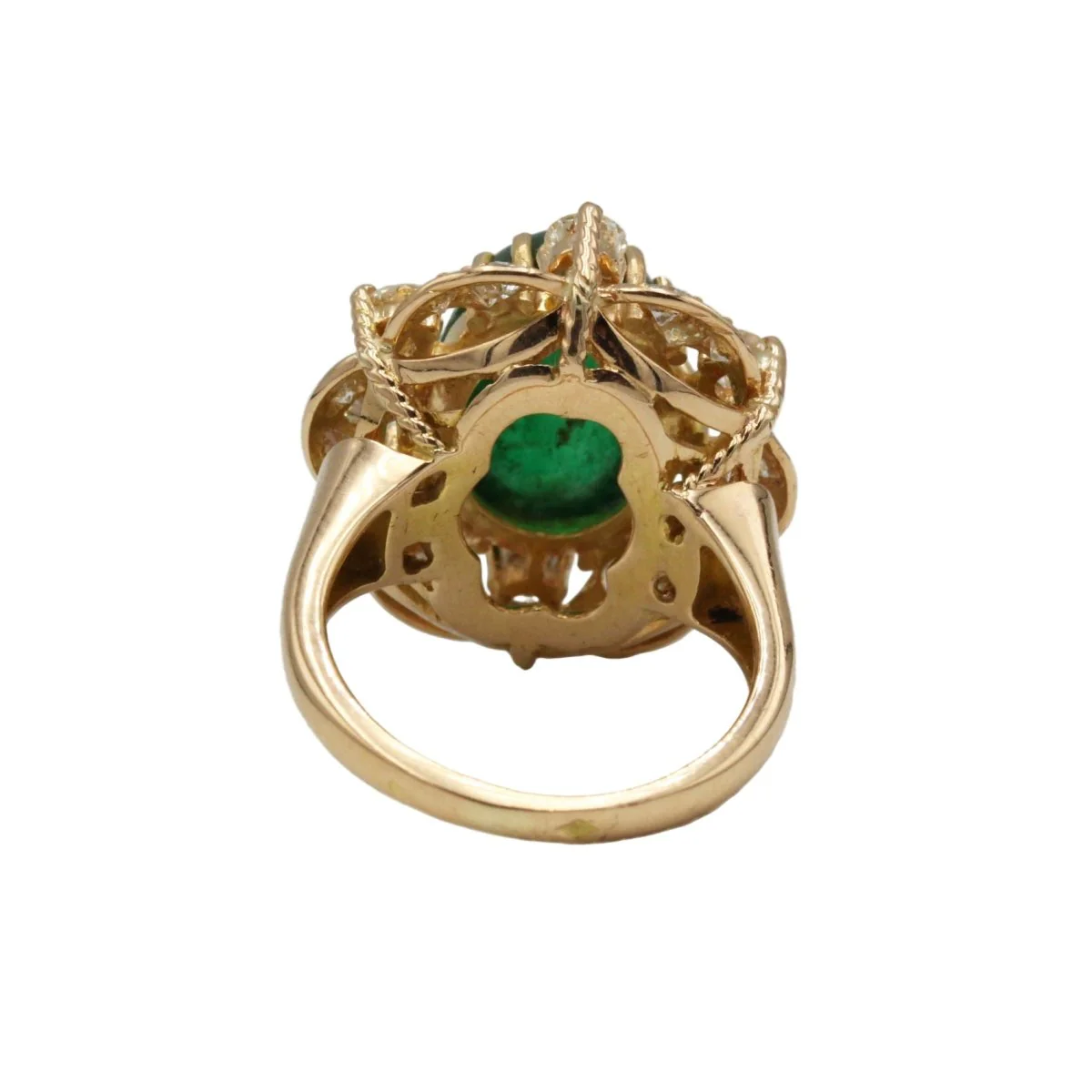 Daisy ring in yellow gold, emerald and diamonds - Image 5