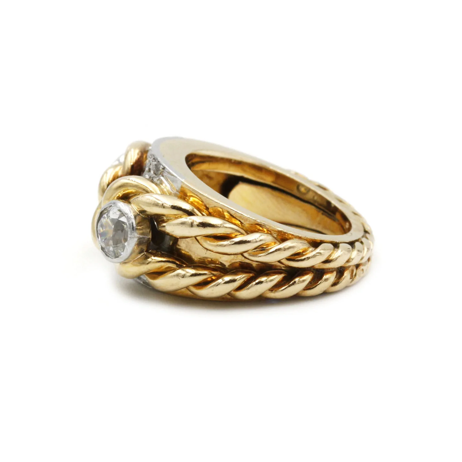 Yellow gold, platinum and diamond ring - Image 2