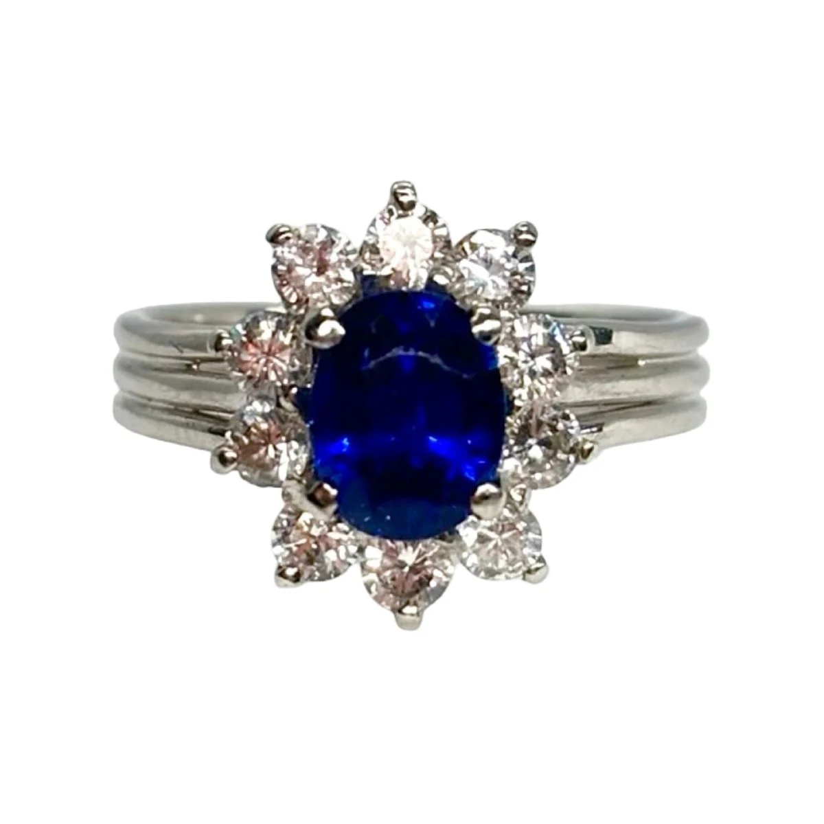 Ring Marguerite in white gold, sapphire and diamonds