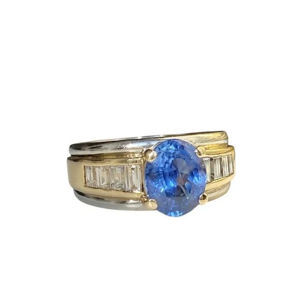 Ring in yellow gold and white 18K sapphire and diamonds