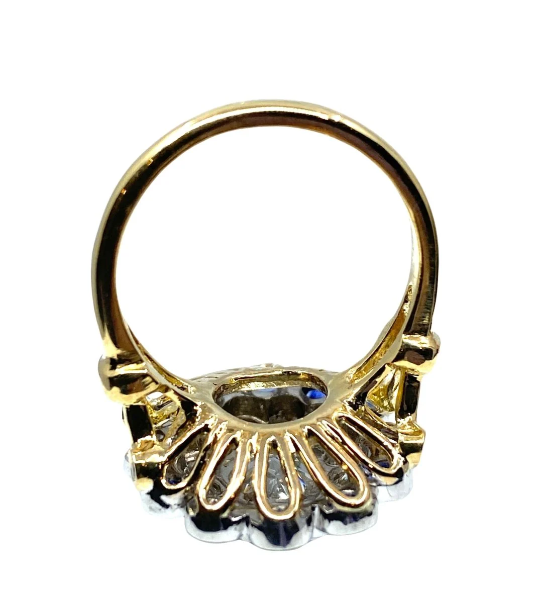 Ring in yellow gold, white gold, sapphires and diamonds - Image 4