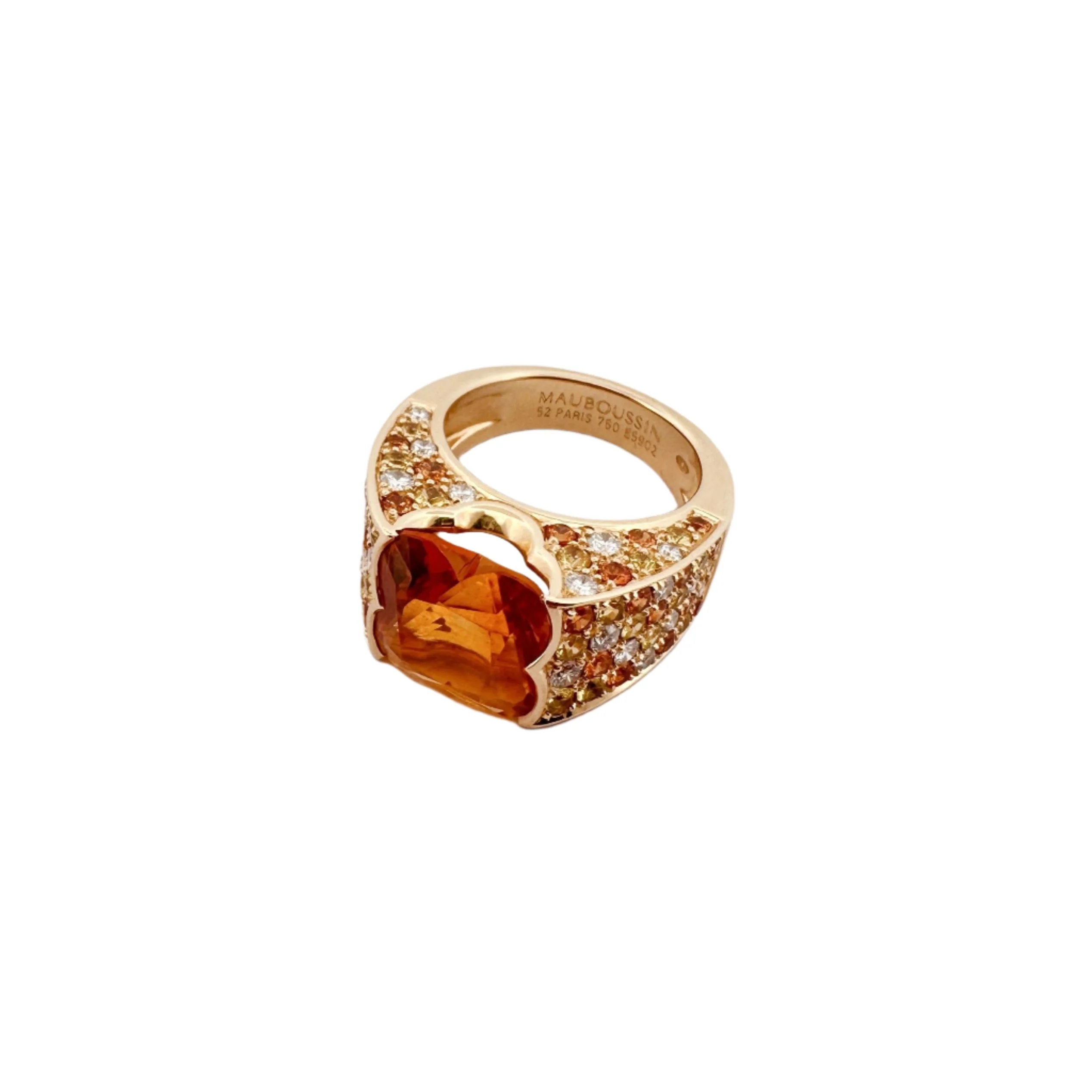 MAUBOUSSIN "Sexy pour Toi" Cocktail Ring in yellow gold, citrines, sapphires and diamonds - Image 4