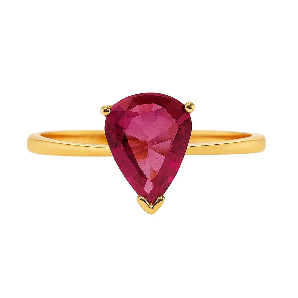 Solitaire ring in yellow gold and rubies