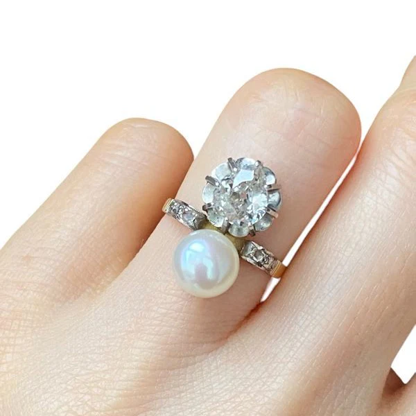Ring Toi & Moi Belle Epoque in yellow gold 18k and paltinium - Image 8