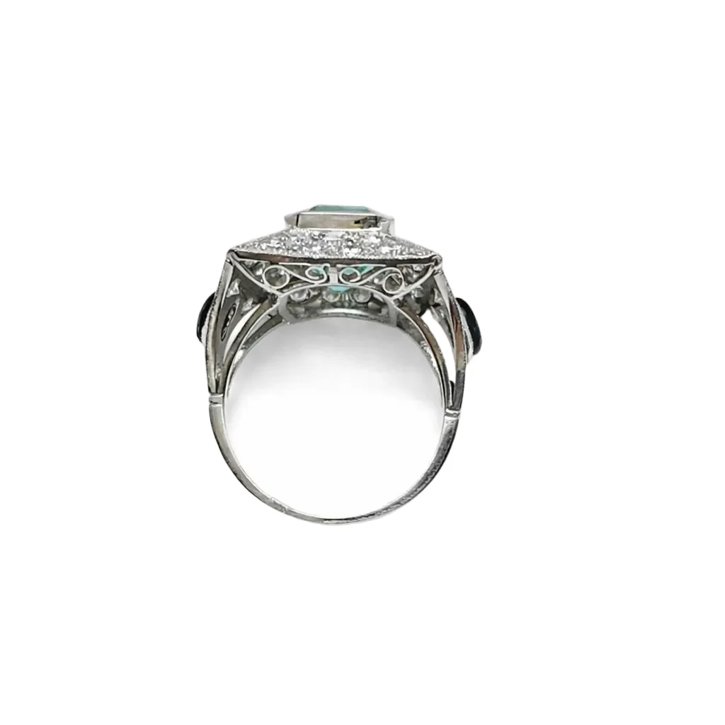 Ring Surroundings in white gold, emerald and diamonds - Image 4