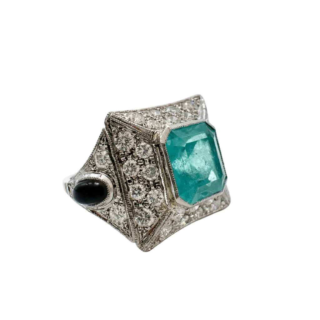 Ring Surroundings in white gold, emerald and diamonds - Image 5