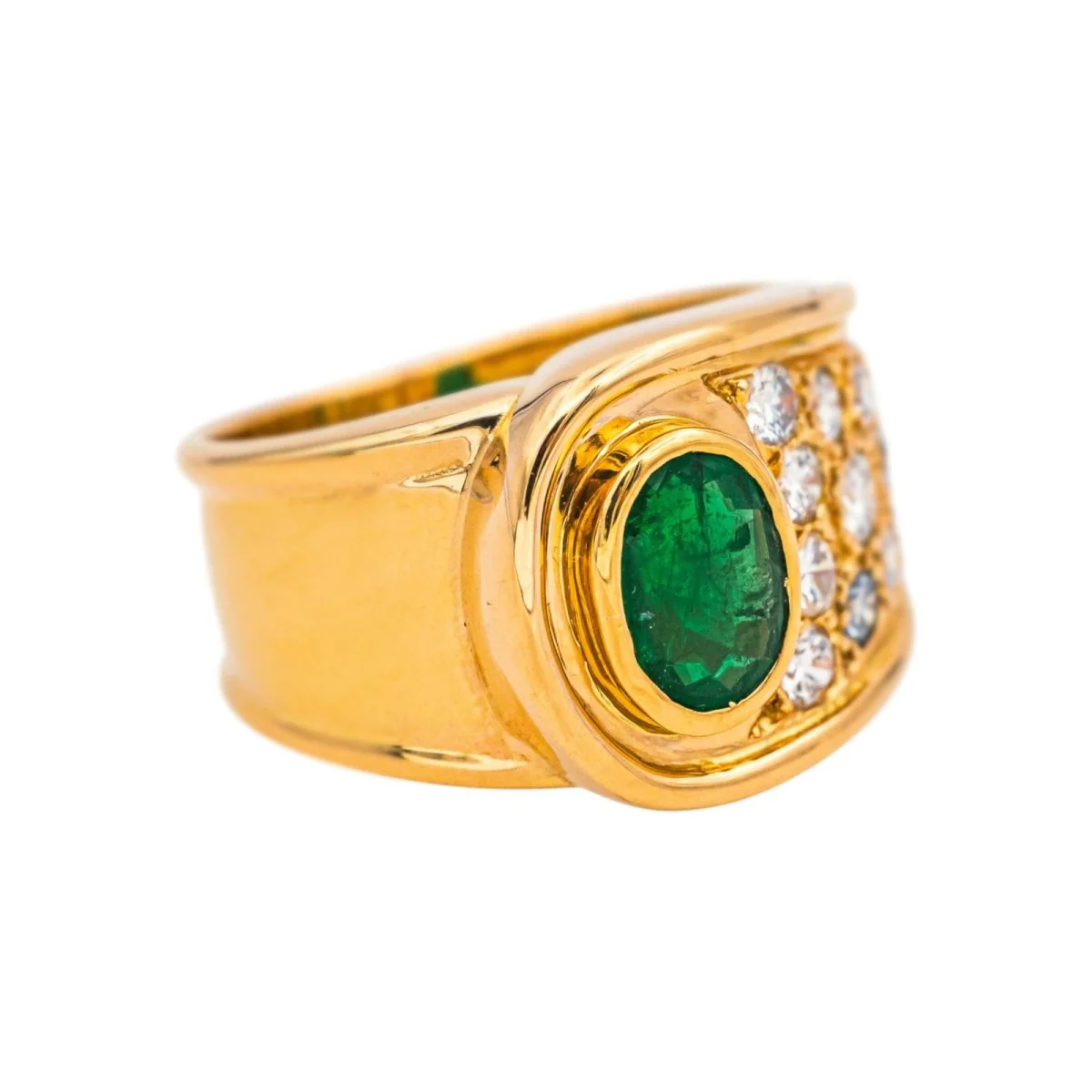 Ring in yellow gold, emerald and diamonds. - Image 5