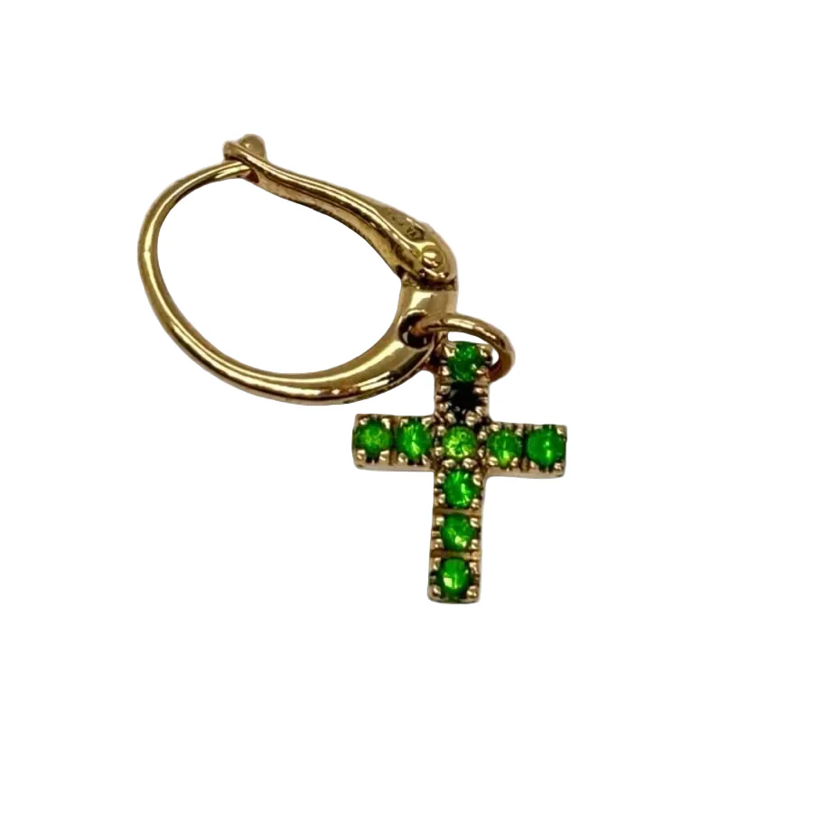POMELLATO "Cross" earring in rose gold and emeralds