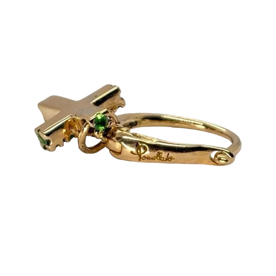 POMELLATO "Cross" earring in rose gold and emeralds - Image 2