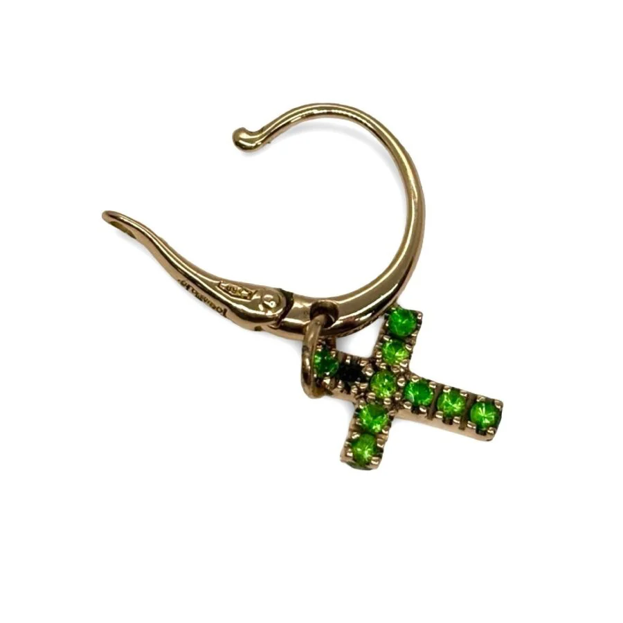 POMELLATO "Cross" earring in rose gold and emeralds - Image 3