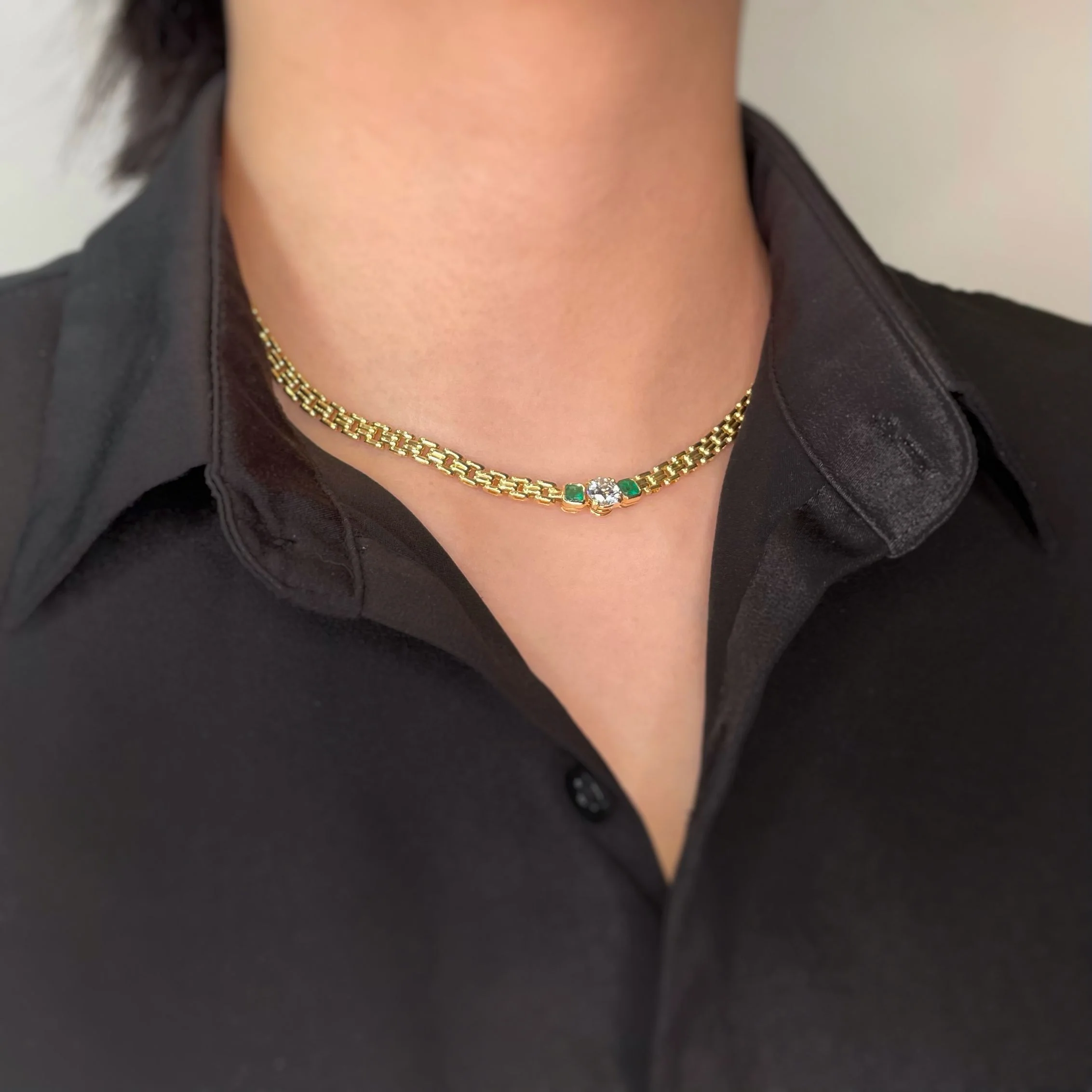 Necklace - Yellow Gold, diamond and Emeralds - Image 9