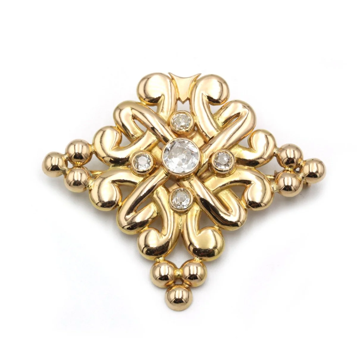 Brooch at yellow gold and diamonds - Image 3
