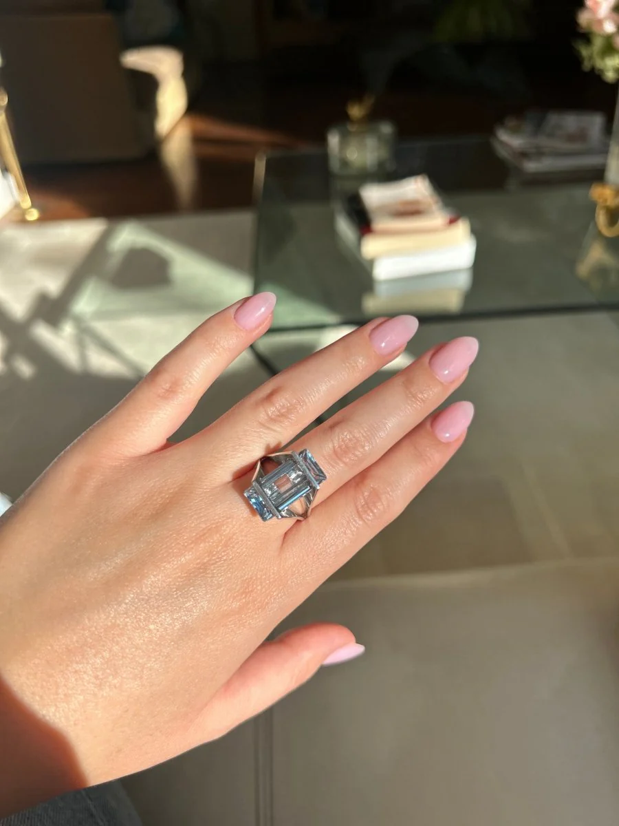 Ring at white gold and aquamarine - Image 7
