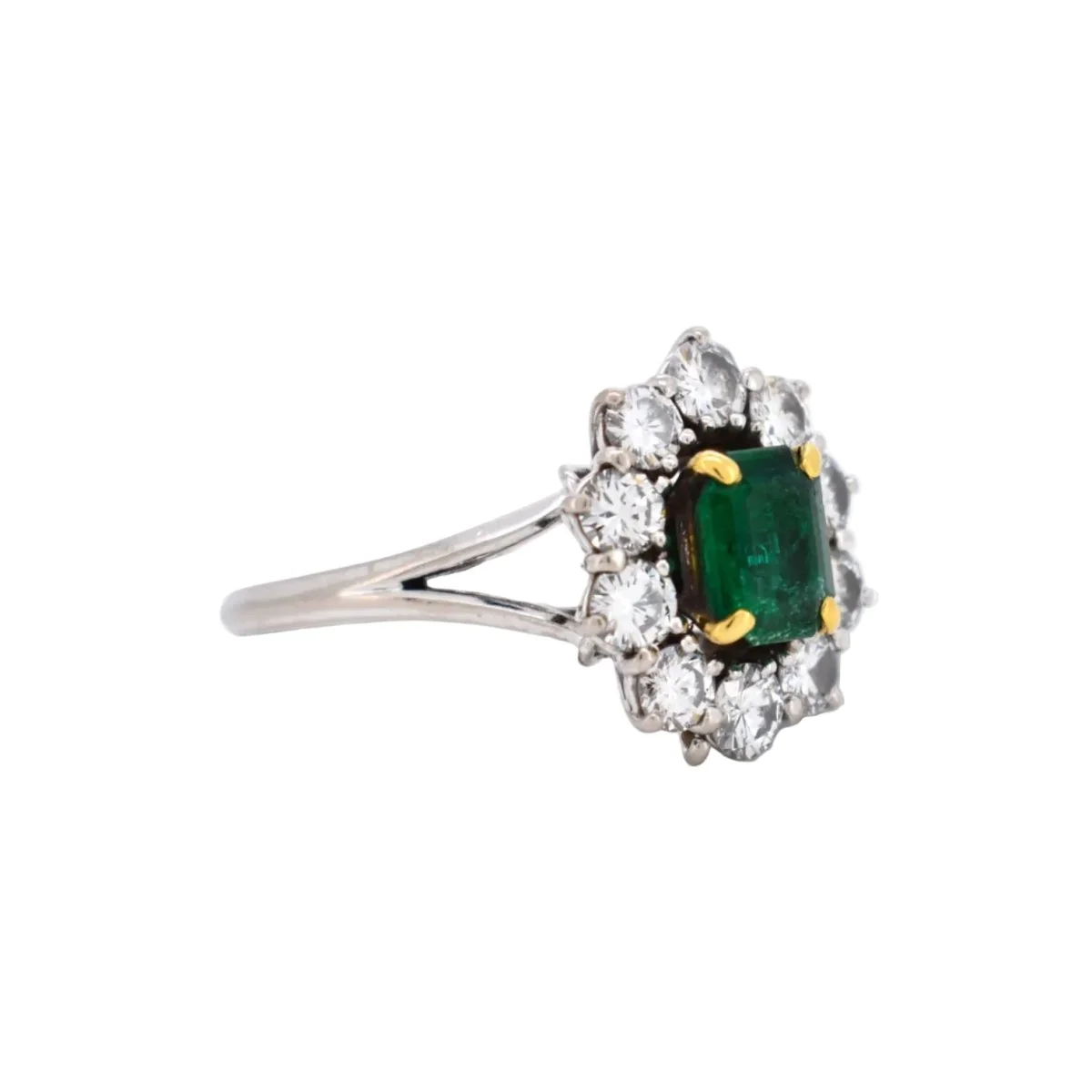 Marguerite Ring in White gold, Emerald and Diamonds - Image 5