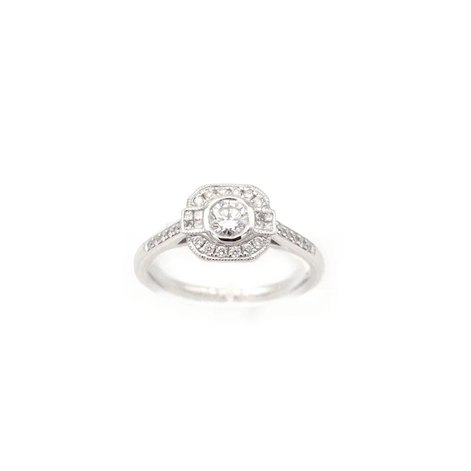 Ring Art Deco style diamond 0.25 ct in gold