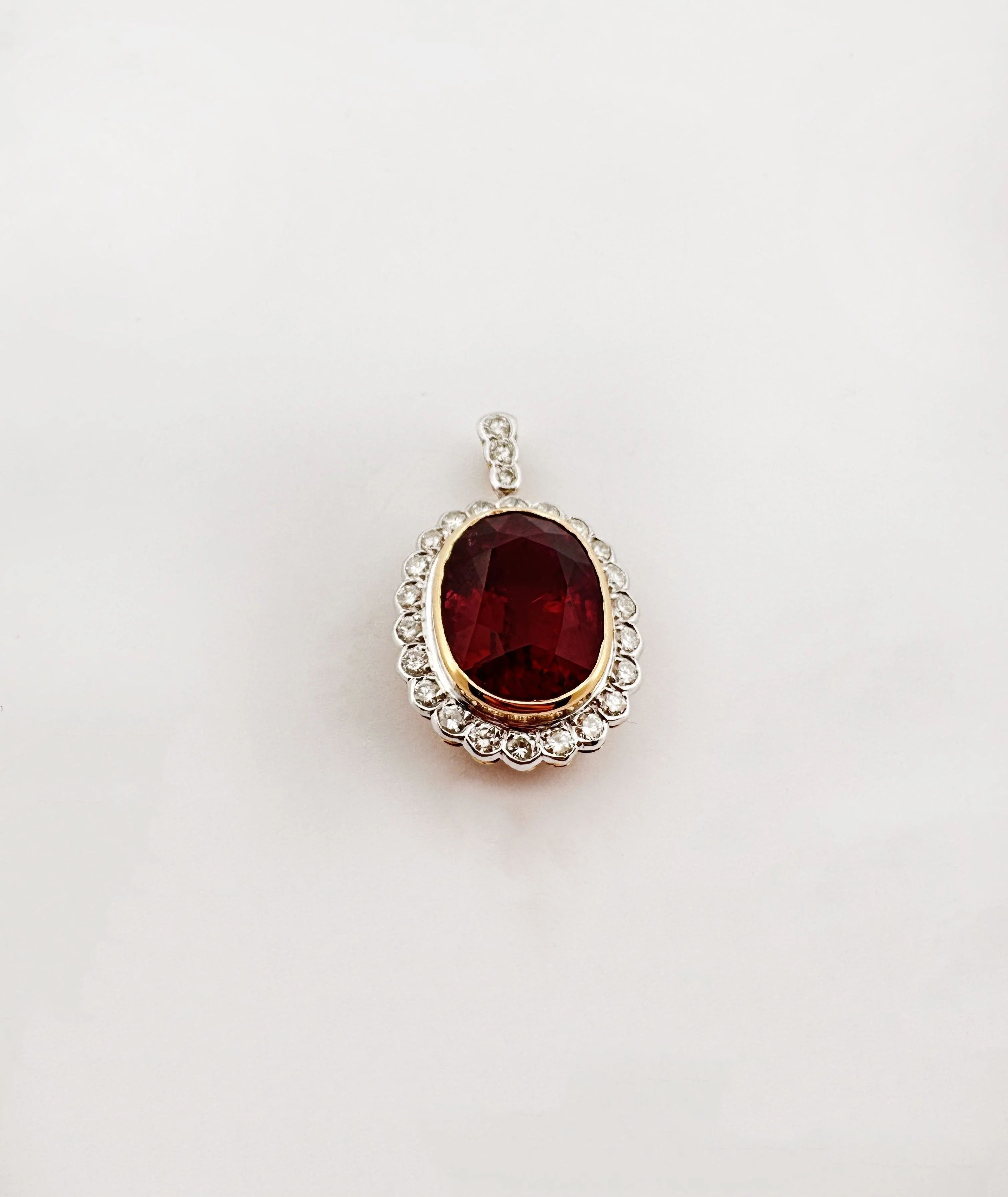 Two-tone gold tourmaline and diamond daisy pendant