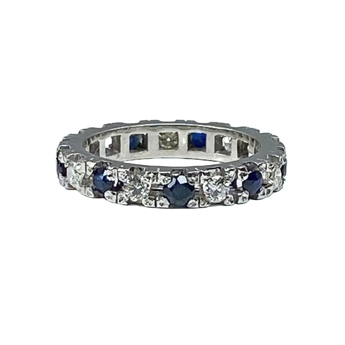 Alliance in white gold 18 carats with 9 sapphires and 9 diamonds - Image 4