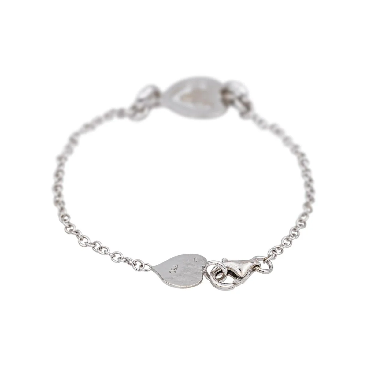 Bracelet O. J. PERRIN Coeur légendes maille forçat en white gold - Image 3