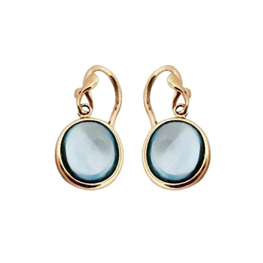 TIFFANY & CO “Olive Leaf” Dangling Earrings, in yellow gold and blue topazes