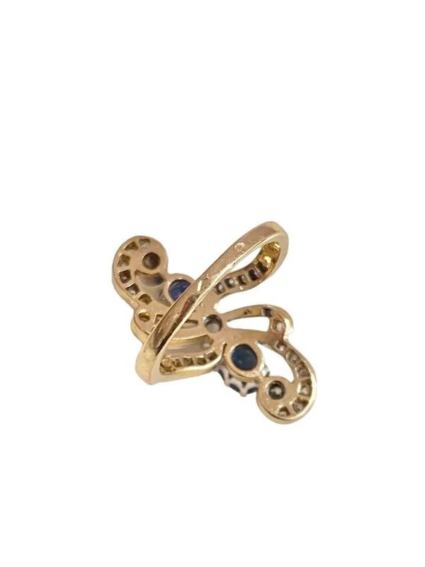 Ring in yellow gold, white gold, sapphires and diamonds - Image 3