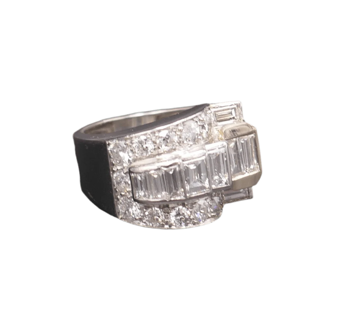 Ring Chevalière in paltinium and diamonds - Image 3
