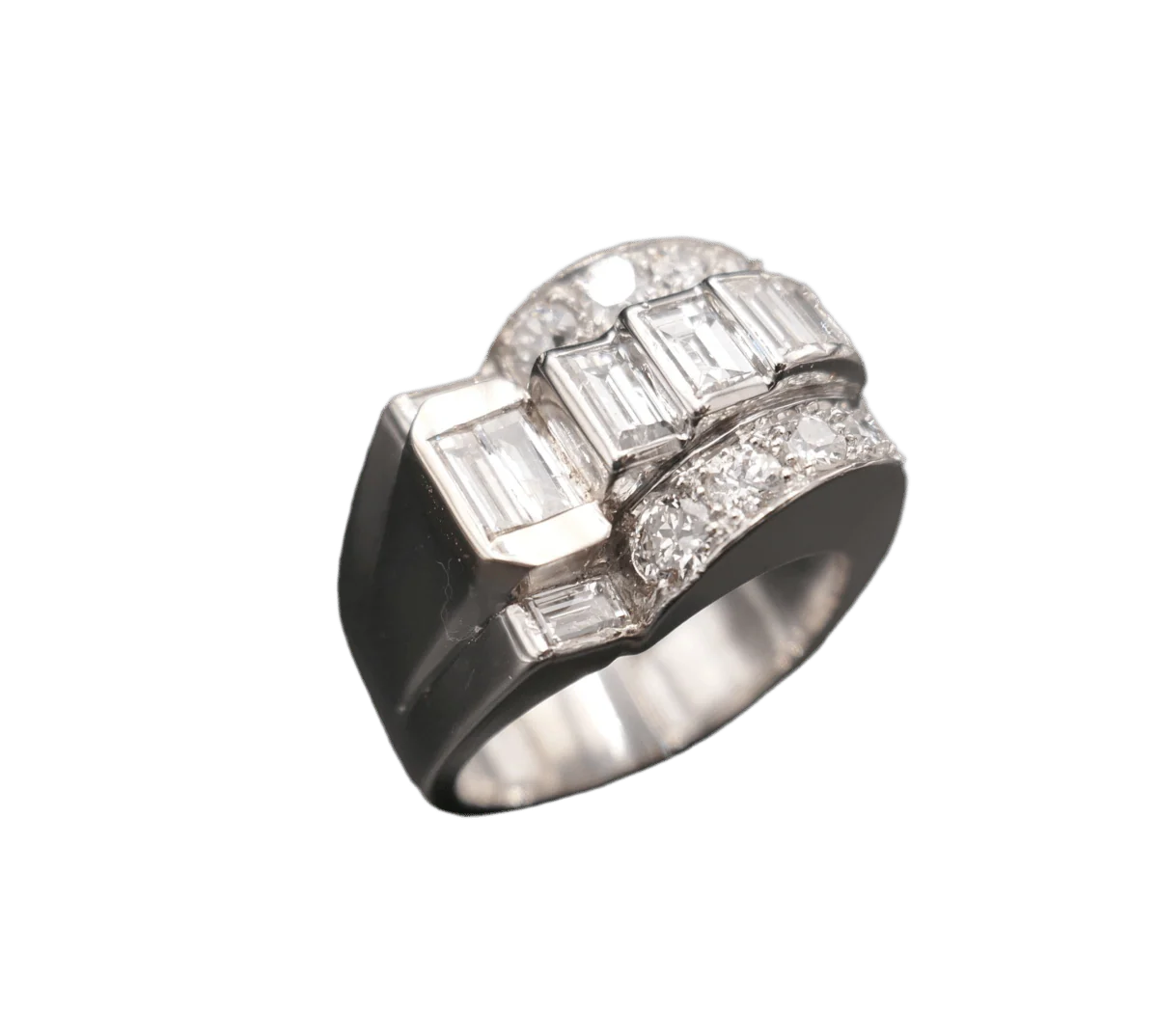Ring Chevalière in paltinium and diamonds - Image 4