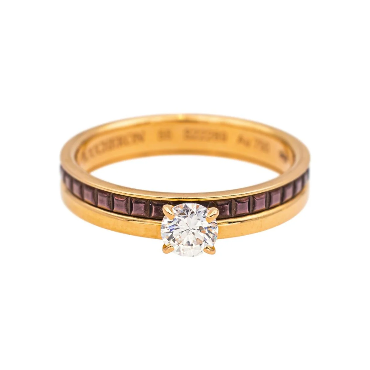 BOUCHERON "Quatre Classique" Solitaire Ring in Yellow Gold, Rose Gold, and Diamond