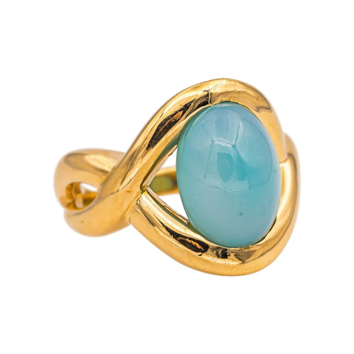 Ring in yellow gold and chrysoprase - Image 6