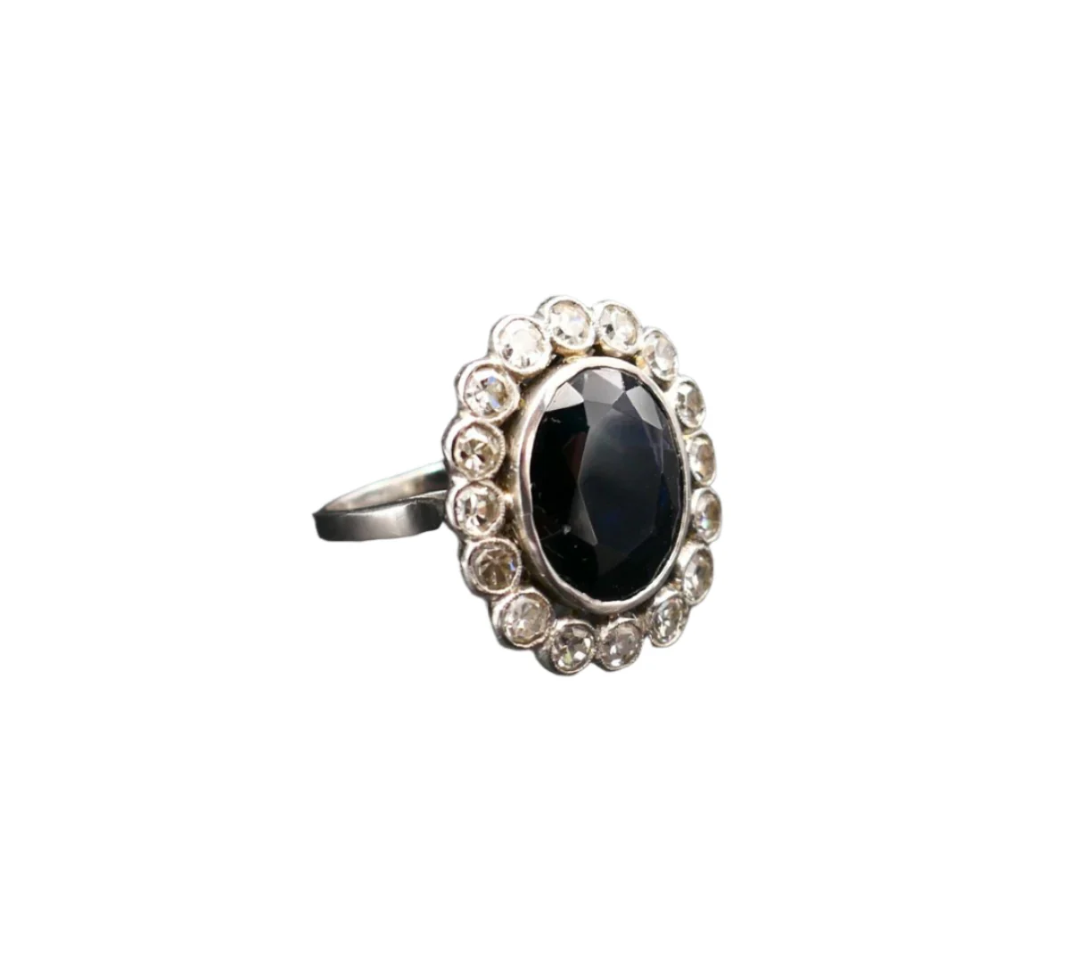 Art Deco ring in platinum sapphire and diamonds - Image 3