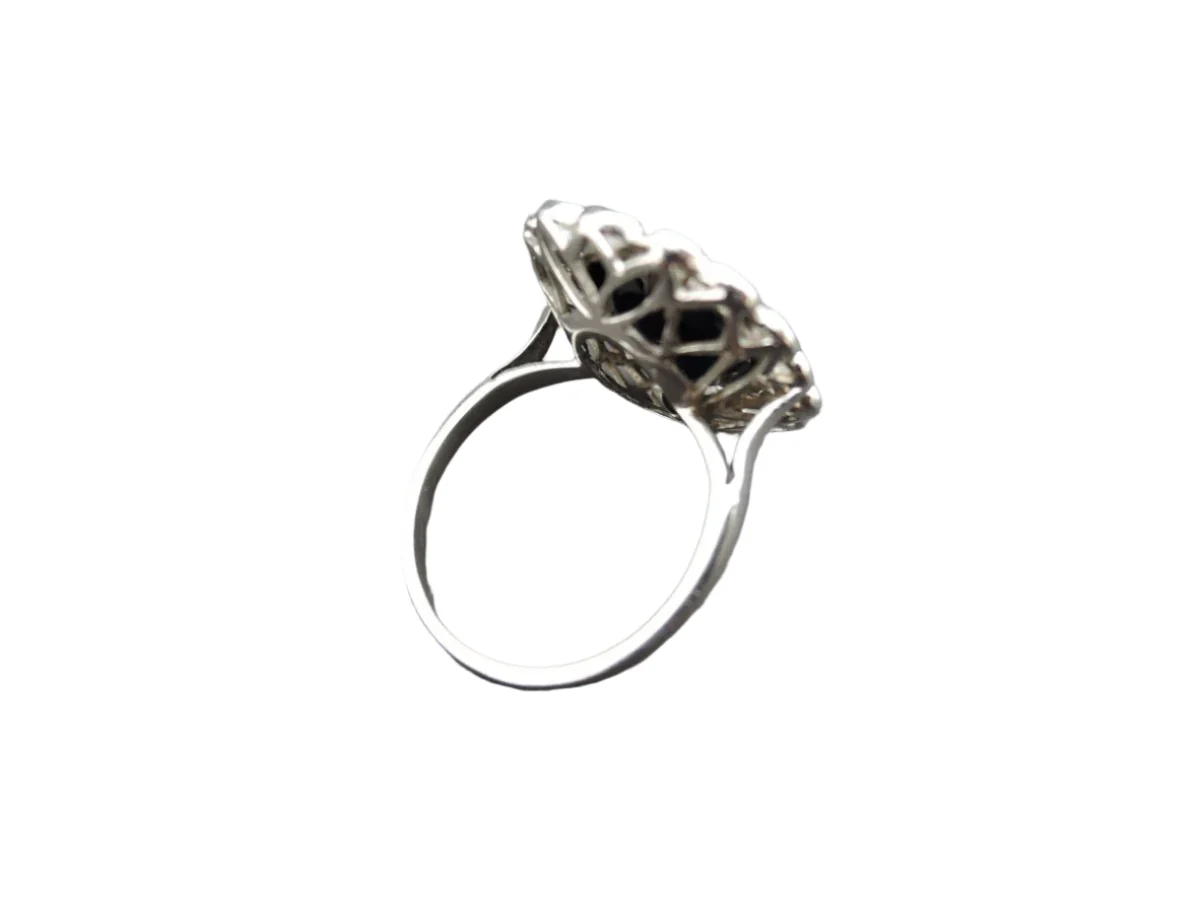 Art Deco ring in platinum sapphire and diamonds - Image 5
