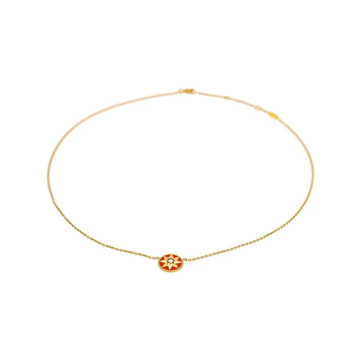 Necklace Compass rose pendant in rose gold, ceramic and diamonds - Image 5