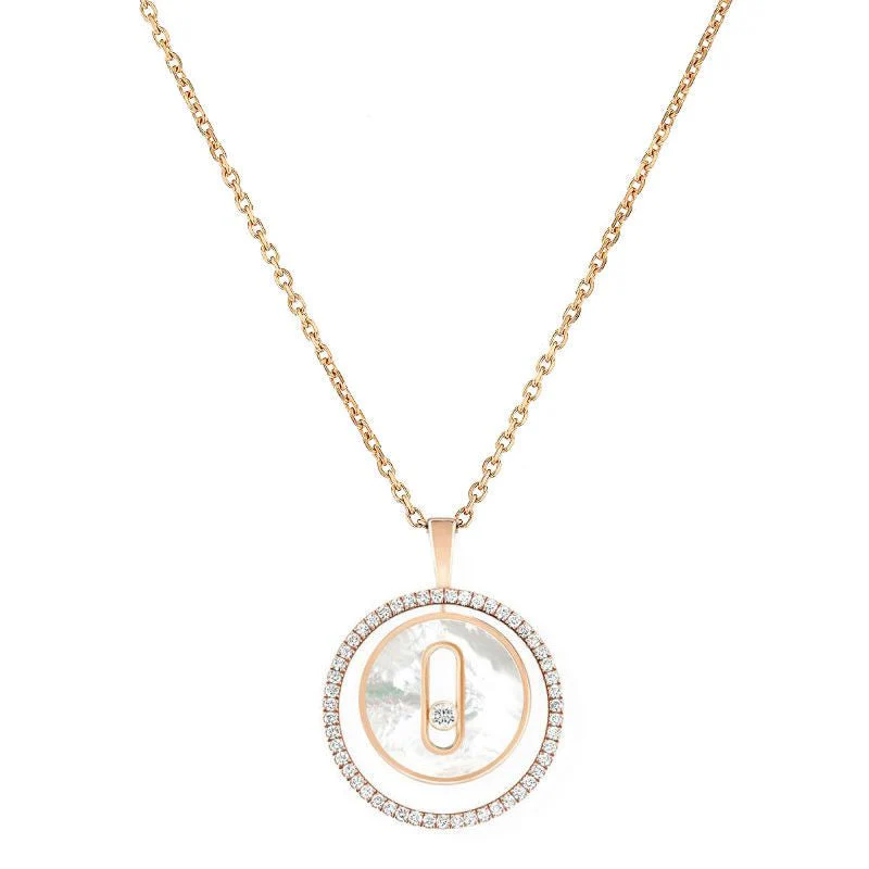Messika Lucky Move PM Necklace – White Mother-of-Pearl, Rose Gold Diamond