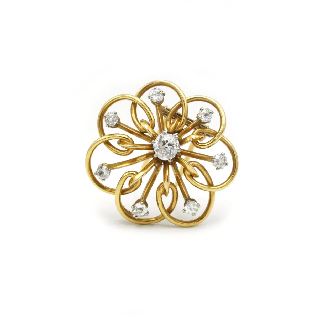 Yellow gold and diamond brooch