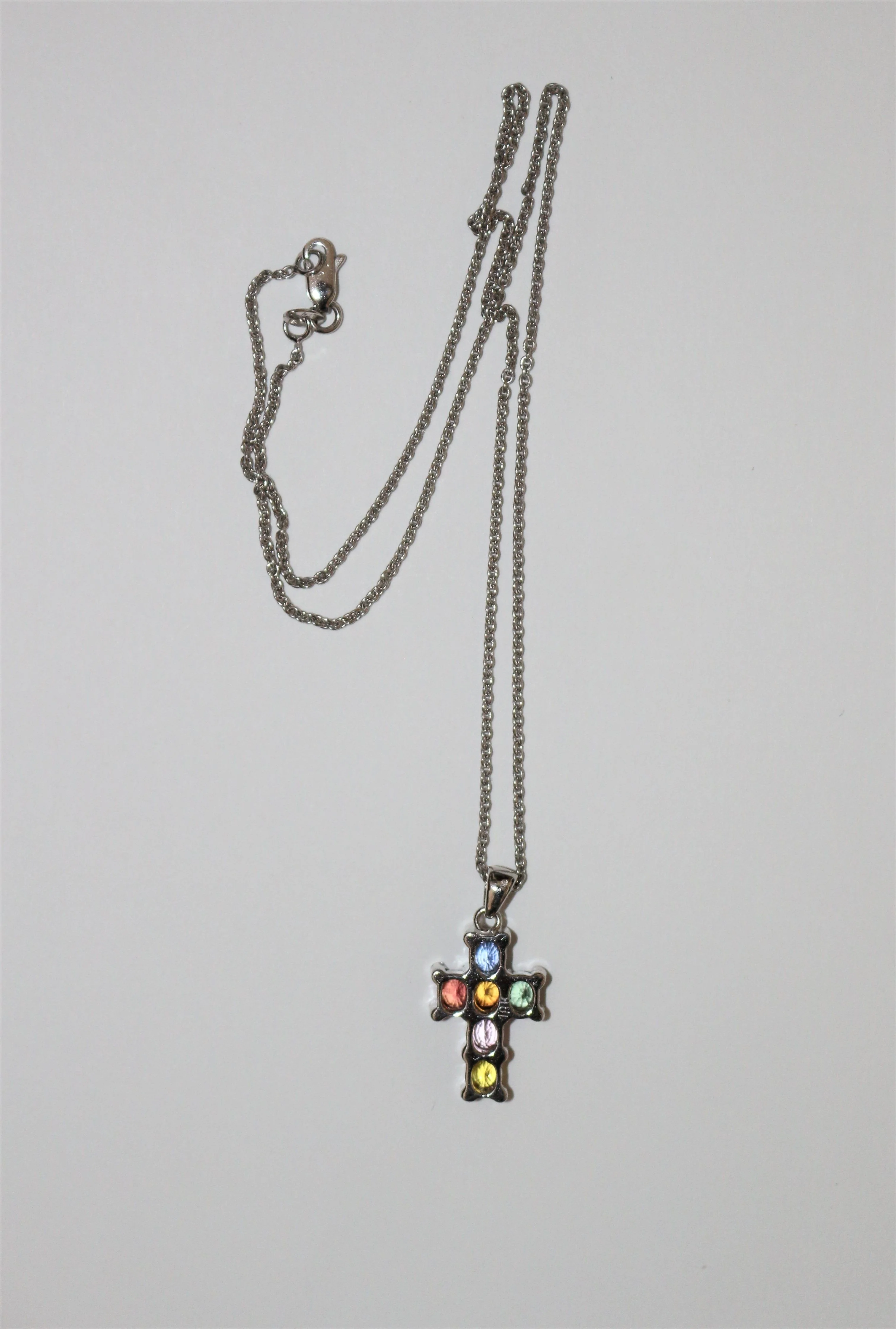 White Gold Sapphire Cross Necklace - Image 6