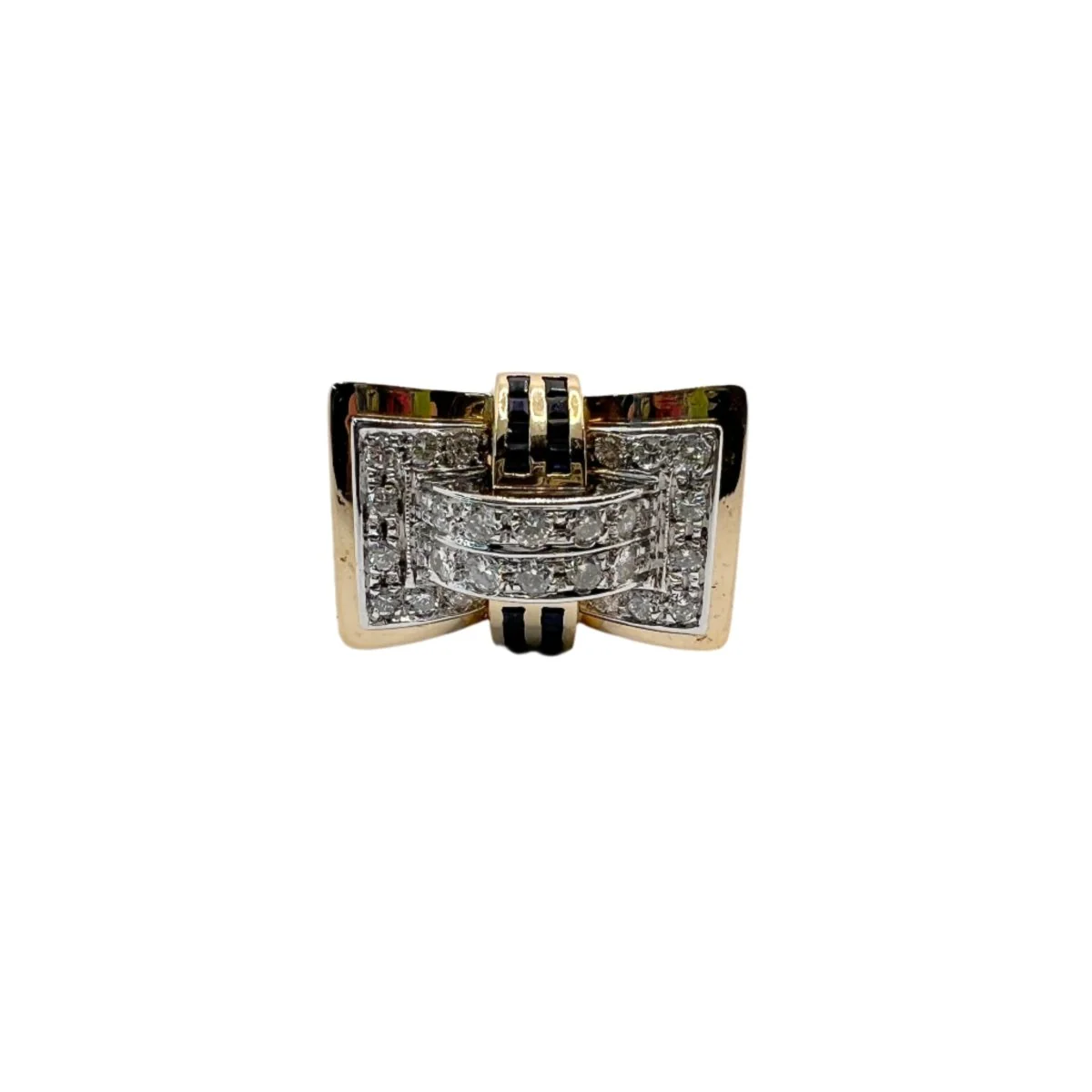 Ring Tank in gold, sapphires and diamonds