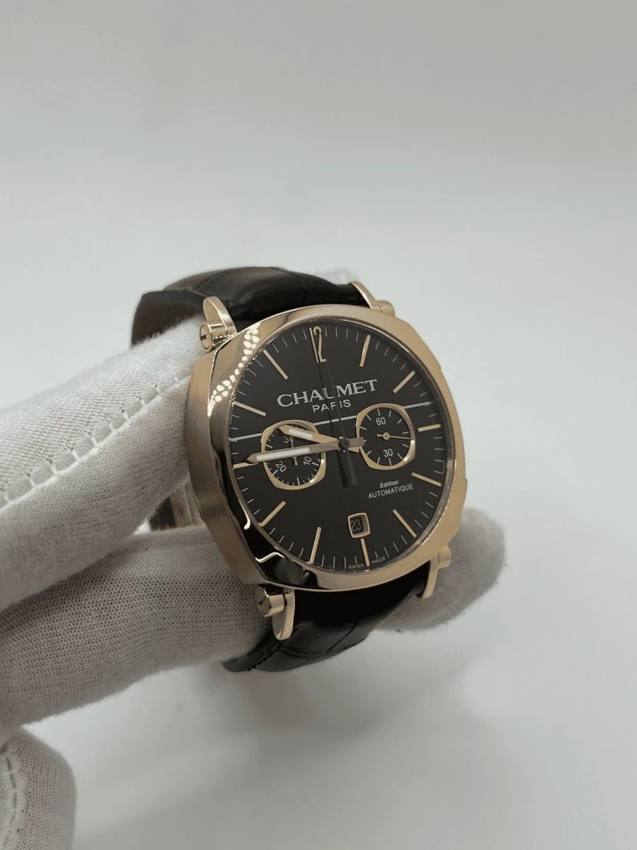 Watch CHAUMET "Dandy XL Chronograph" in rose gold and leather - Image 5