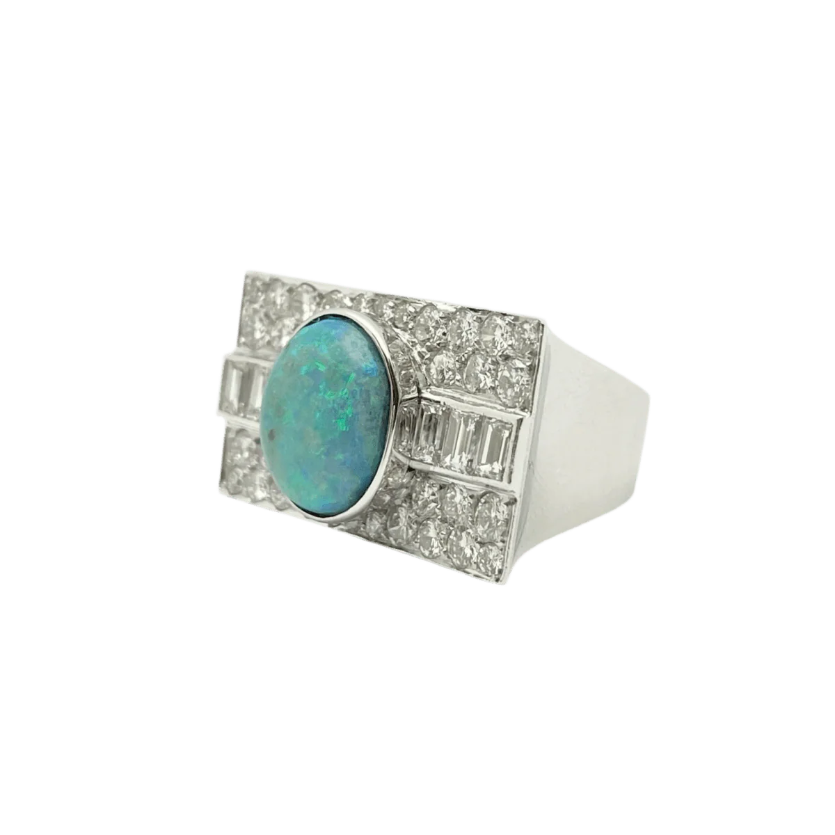 Ring in white gold, opal and diamonds. - Image 2