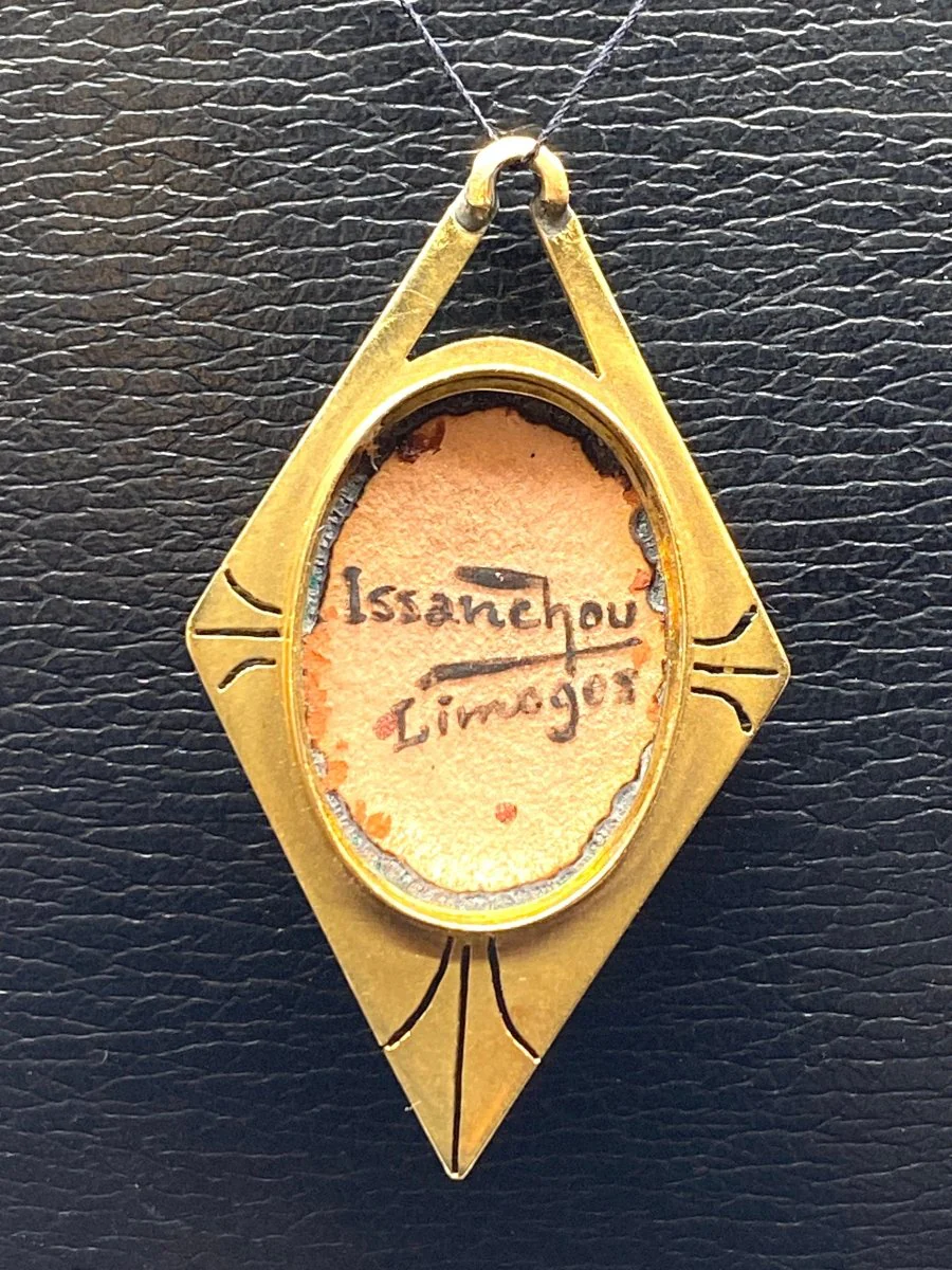 Pendant necklace in yellow gold and enamel - Image 3