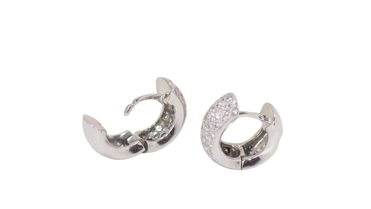 Creole earrings in white gold and diamonds - Image 2