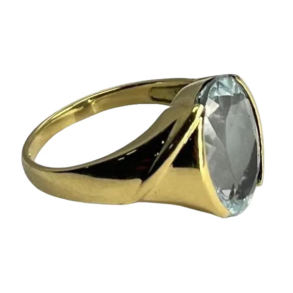 Ring in yellow gold and aquamarine - Image 5