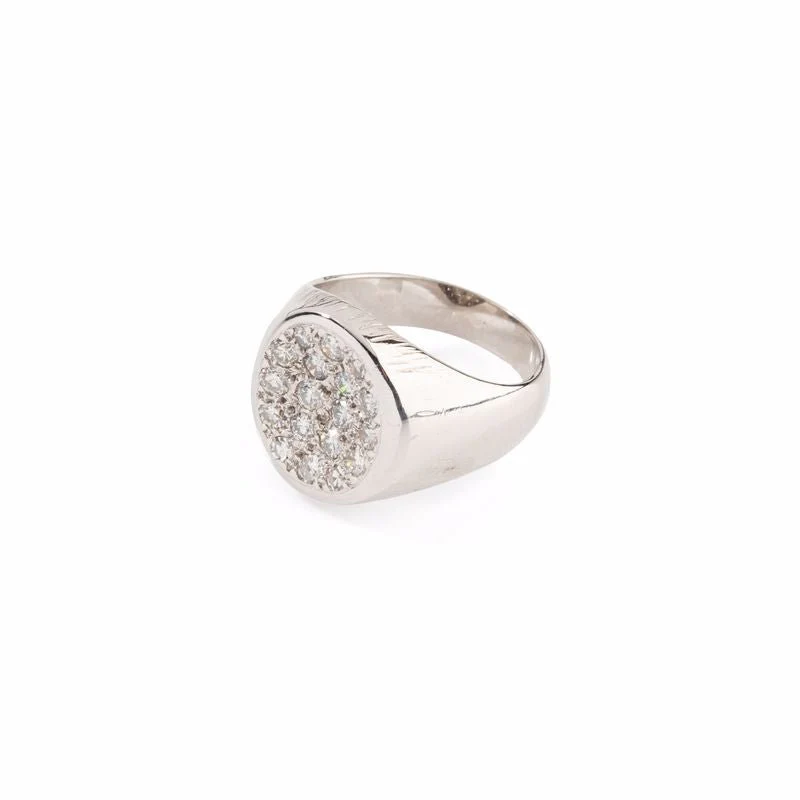 White gold signet ring paved with diamonds - Image 2