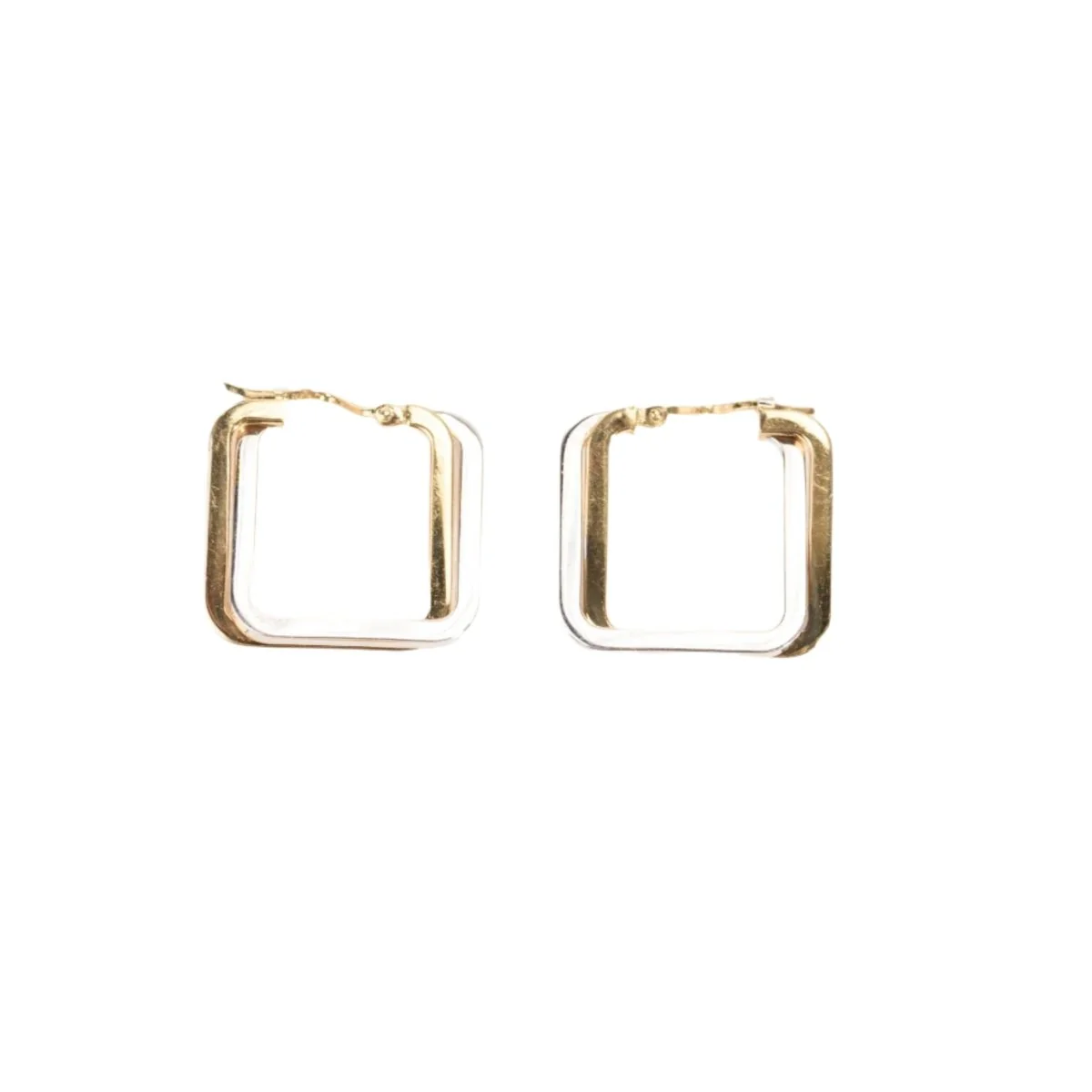 Square hoop earrings in yellow and white gold - Image 3