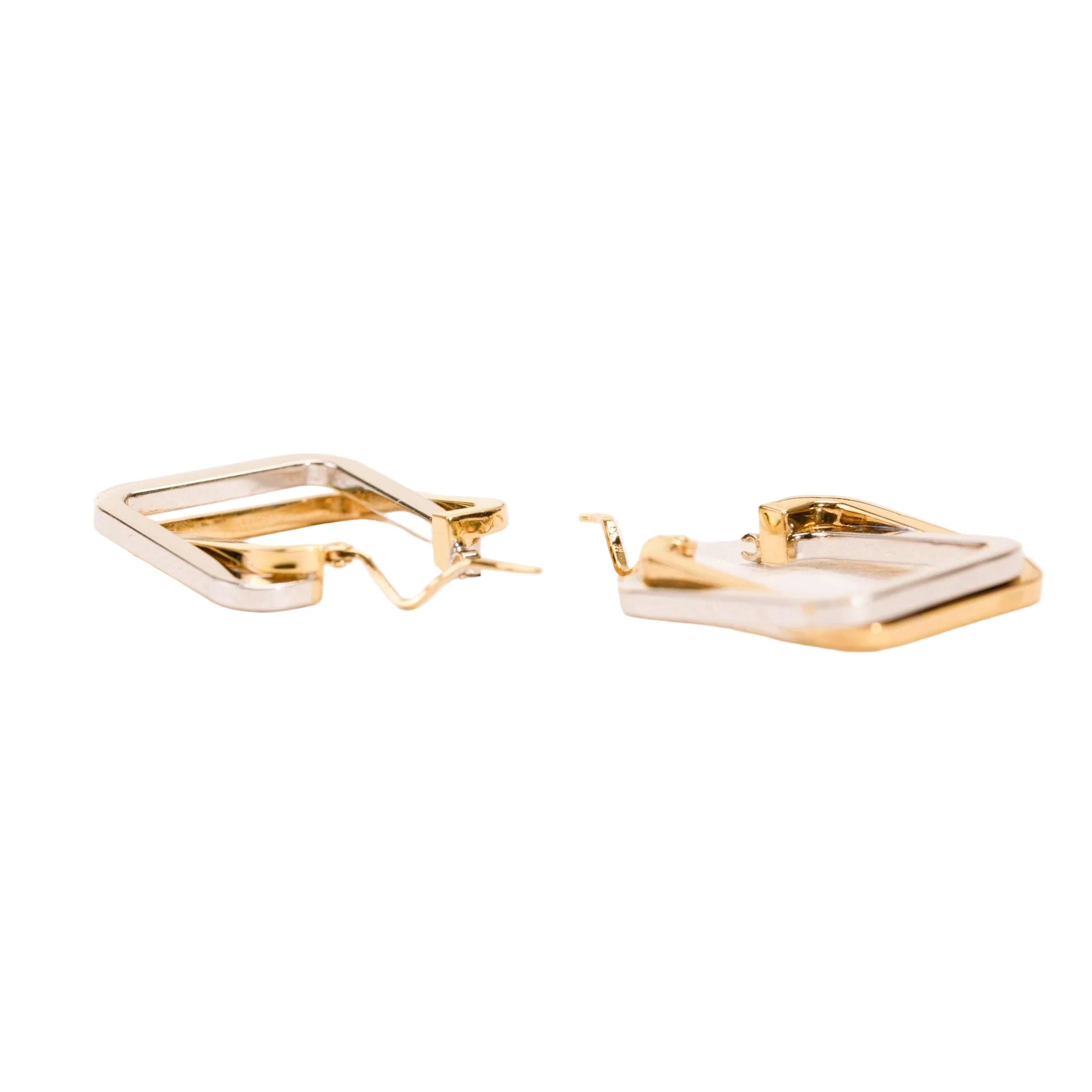 Square hoop earrings in yellow and white gold - Image 4
