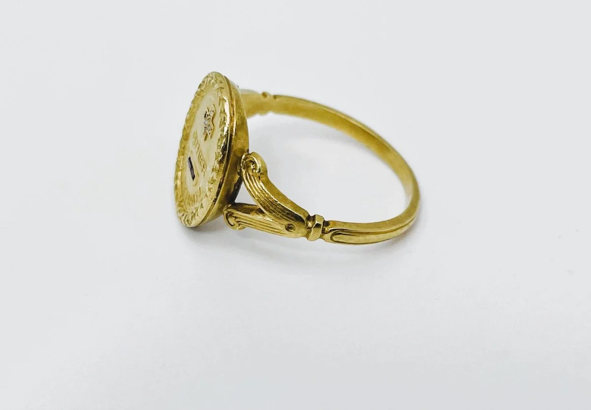 Ring AUGIS diamond ruby in yellow gold