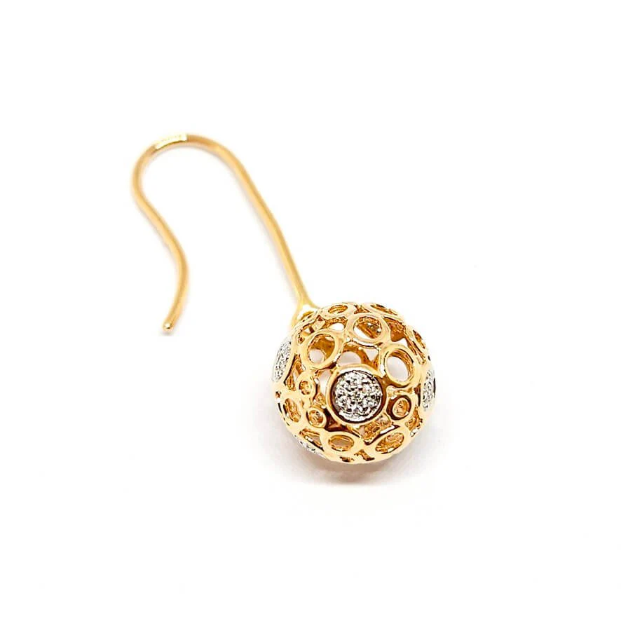 18k rose gold diamond ball drop earrings - Image 2