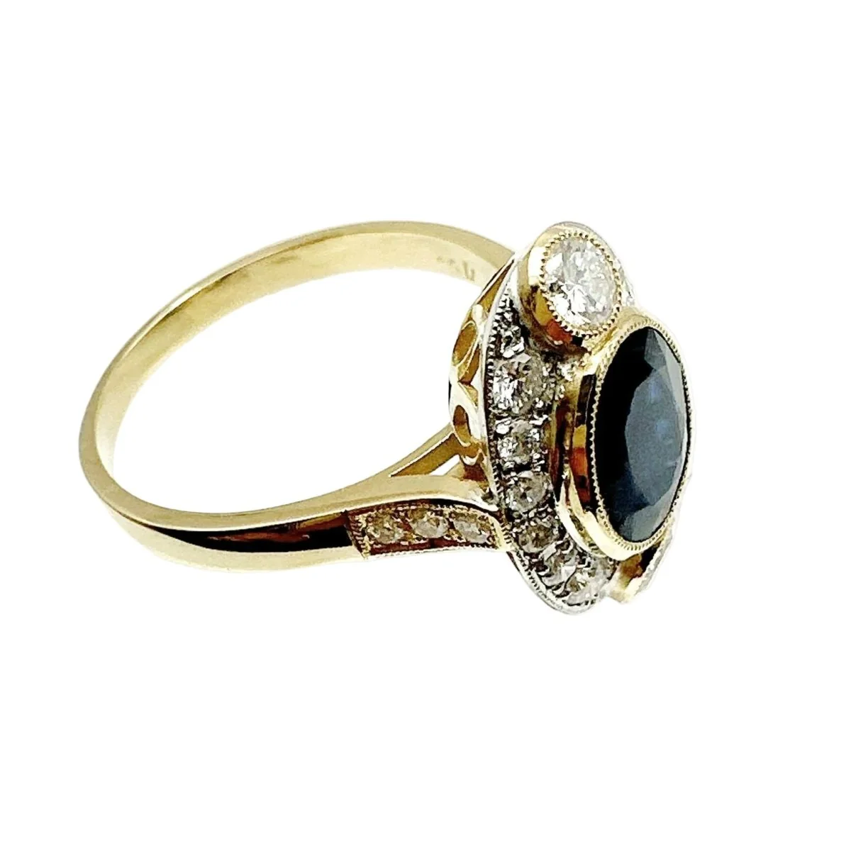 ANILLO DE ZAFIRO AZUL Y DIAMANTES IN GOLD AMARILLO WITH VISTAS IN PLATINO - Image 2