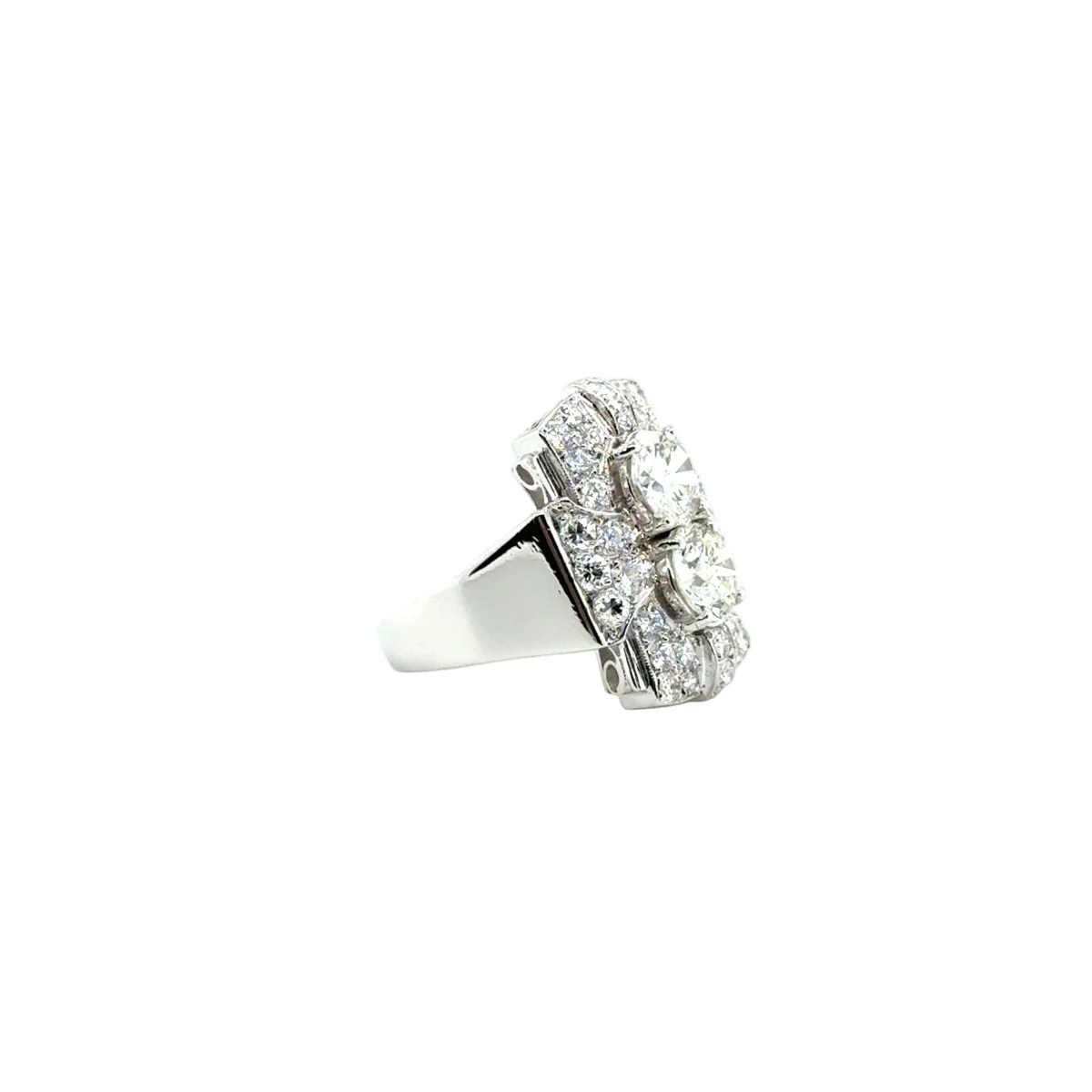 Pavée ring in platinum and diamonds - Image 3