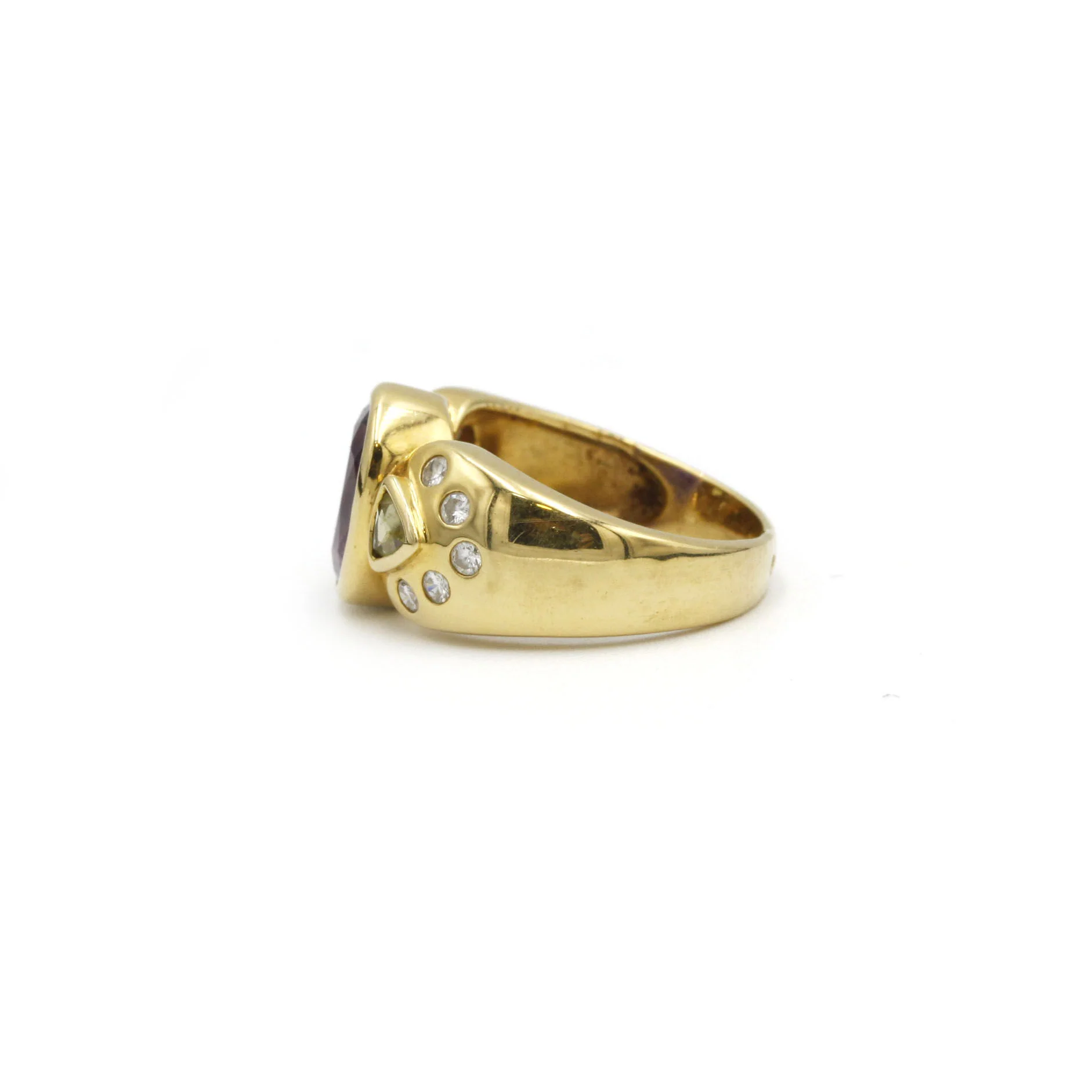 Ring at yellow gold, amethyst, peridots and diamonds - Image 2