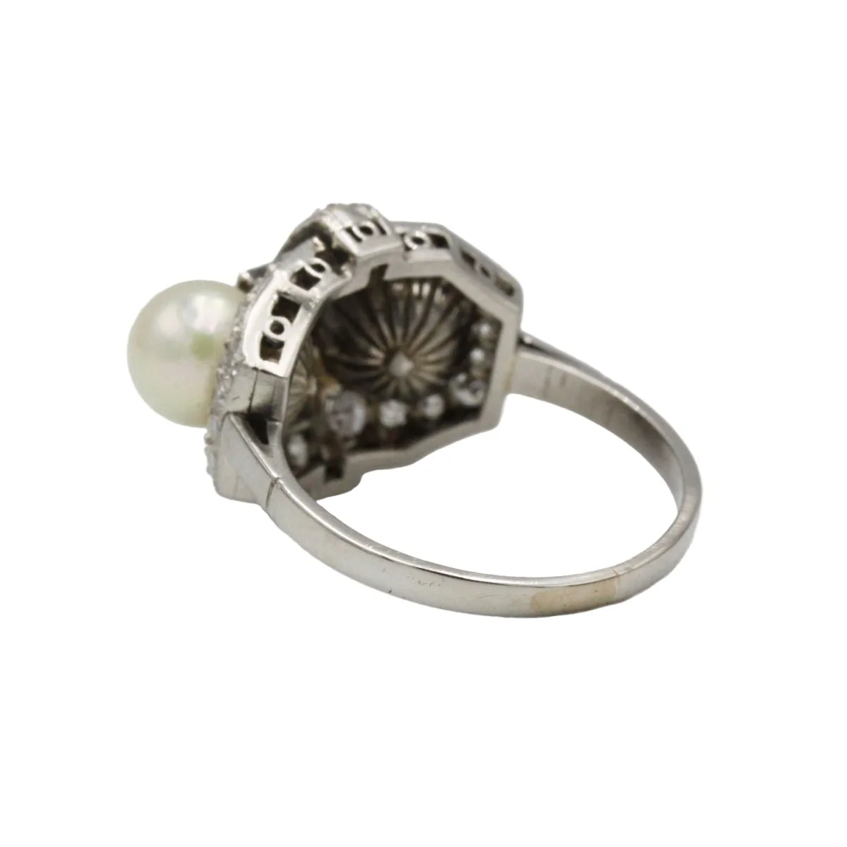 Ring art deco paltinium, diamonds and pearls - Image 3