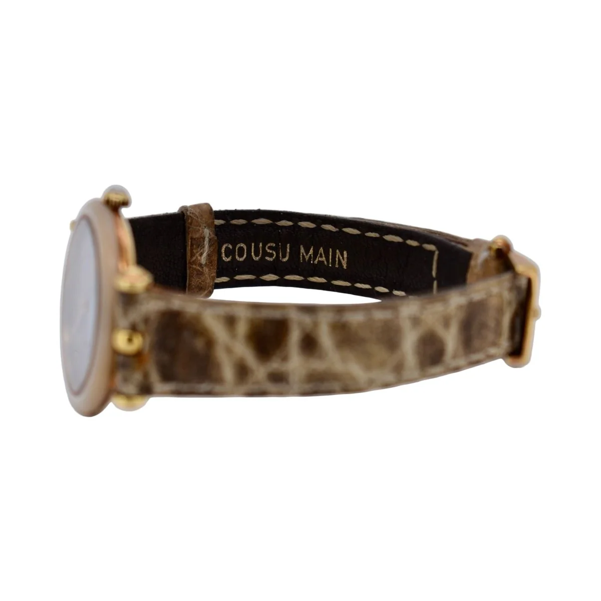 VAN CLEEF & ARPELS "Pierre Arpels" watch in yellow gold, leather and mother-of-pearl - Image 3